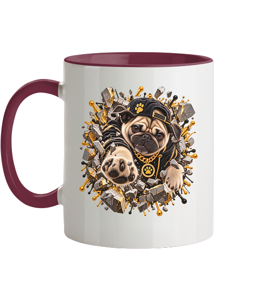 Mops - Breaking Through - Tasse zweifarbig