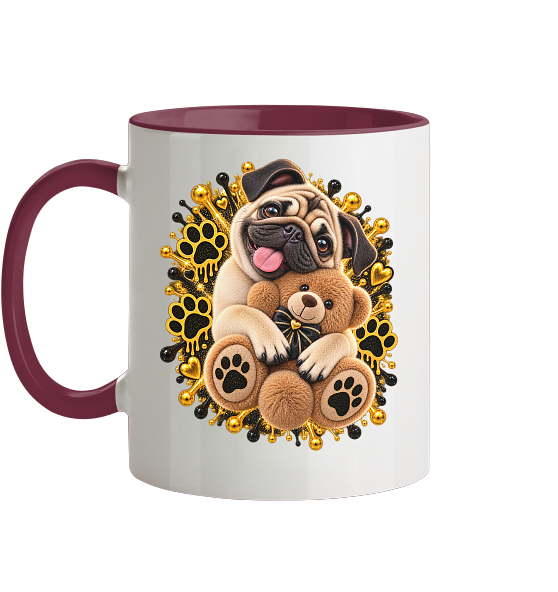 Mops - Cuddle - Tasse zweifarbig