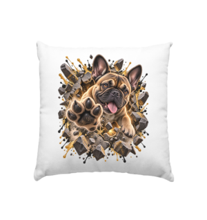 Französische Bulldogge - Breaking Through - Kissen 40x40cm