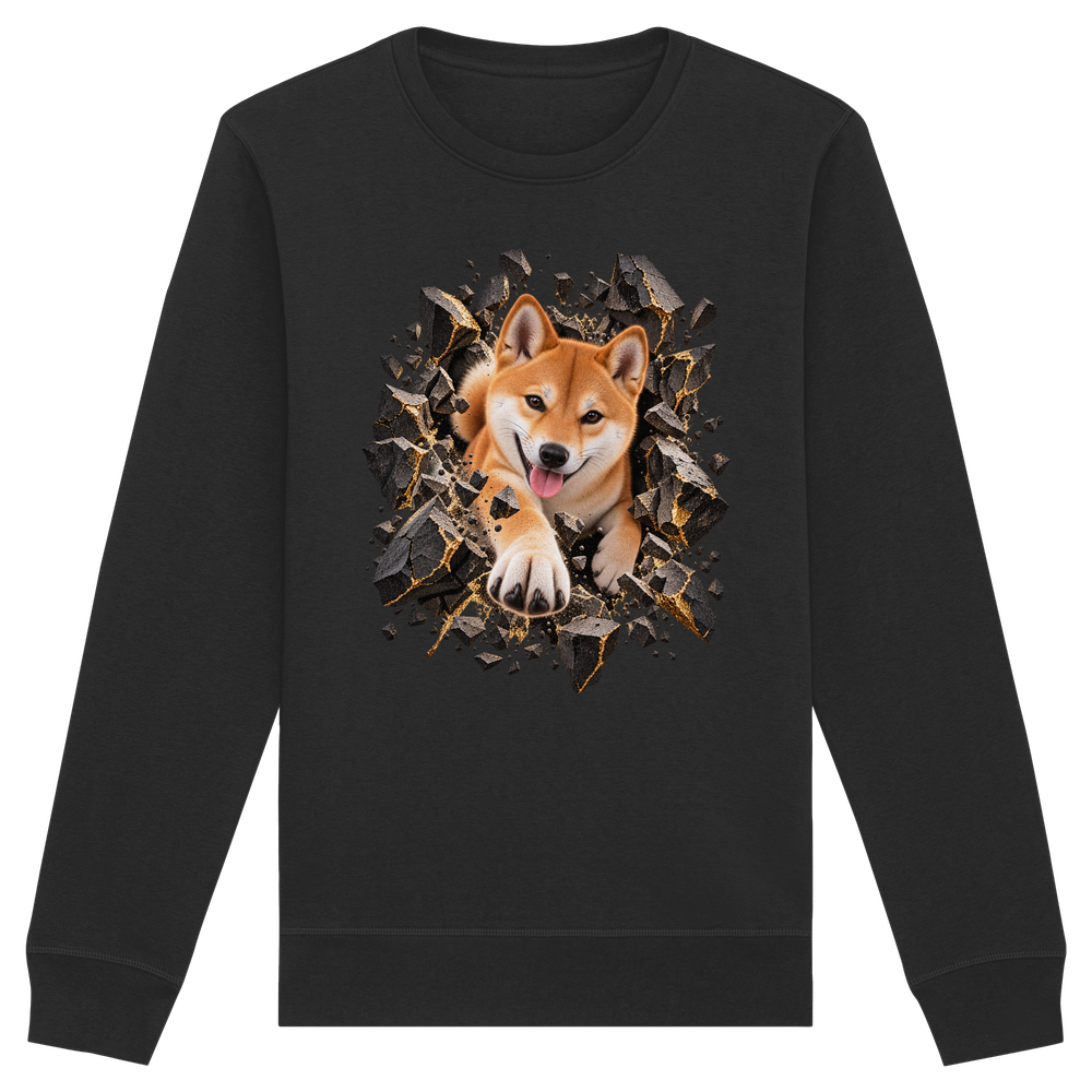Shiba Inu - Breaking Through - Organic Basic Unisex Sweatshirt – Bild 2