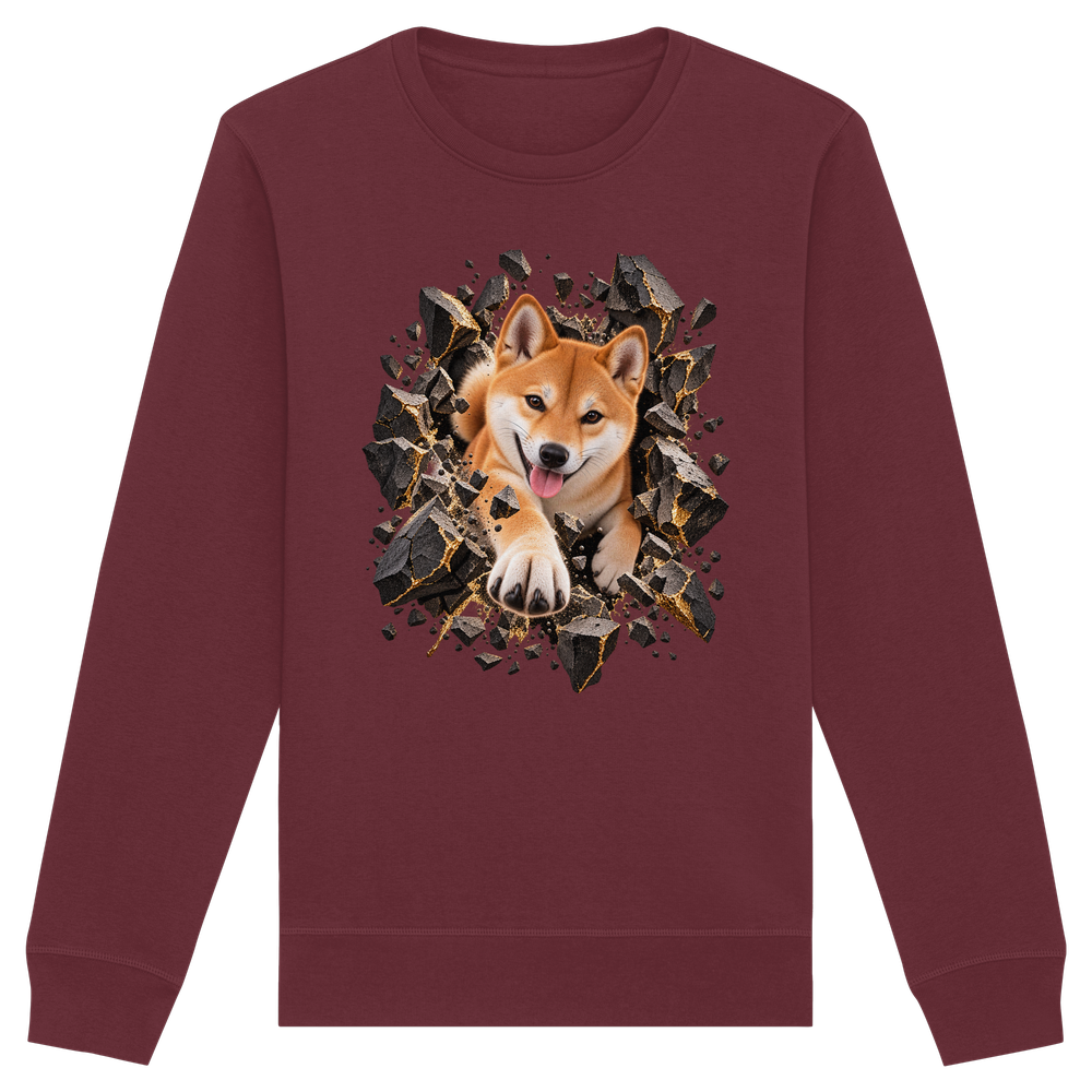 Shiba Inu - Breaking Through - Organic Basic Unisex Sweatshirt – Bild 4