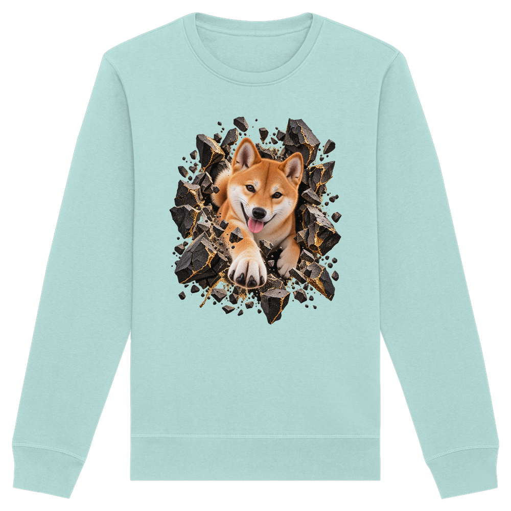 Shiba Inu - Breaking Through - Organic Basic Unisex Sweatshirt – Bild 5