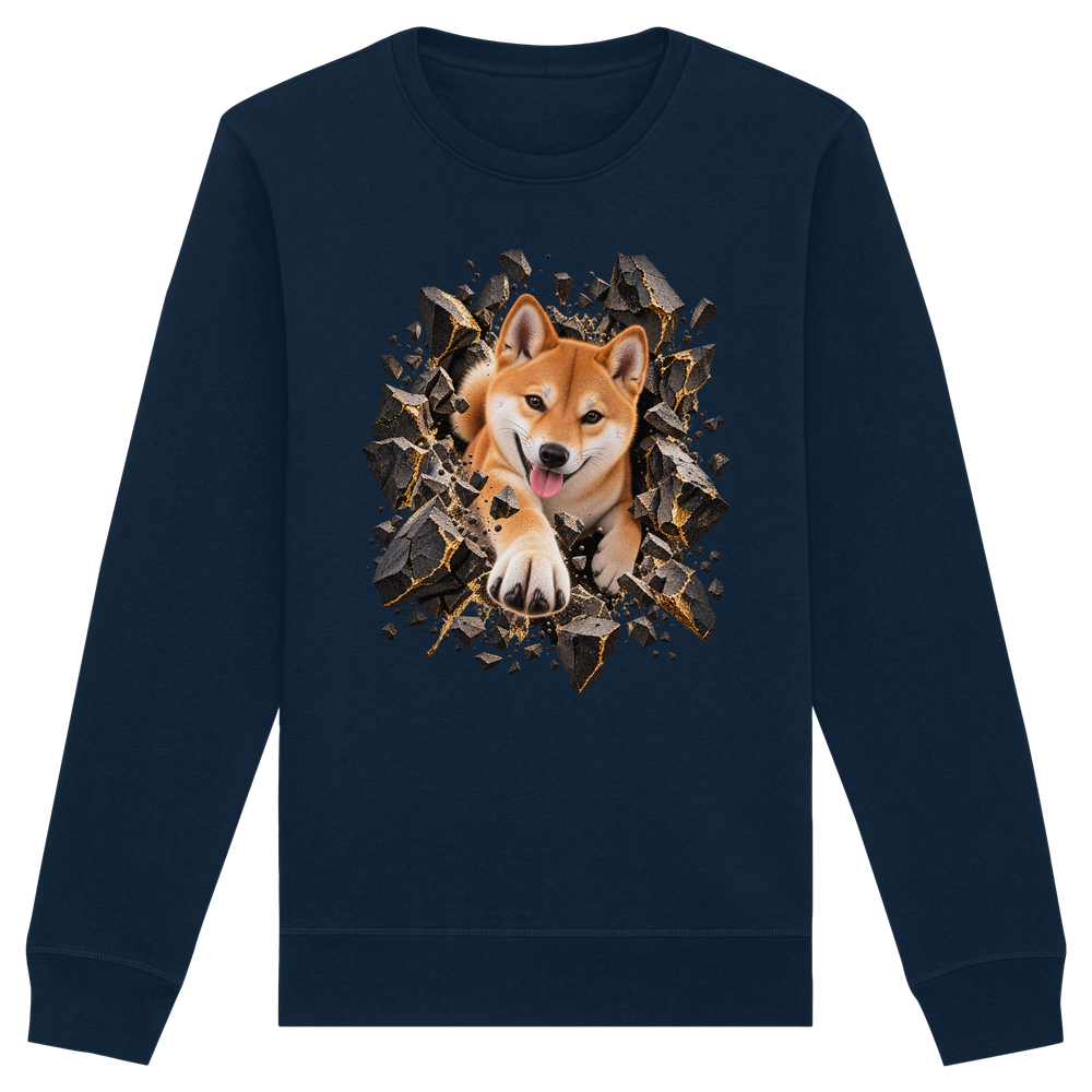 Shiba Inu - Breaking Through - Organic Basic Unisex Sweatshirt – Bild 3