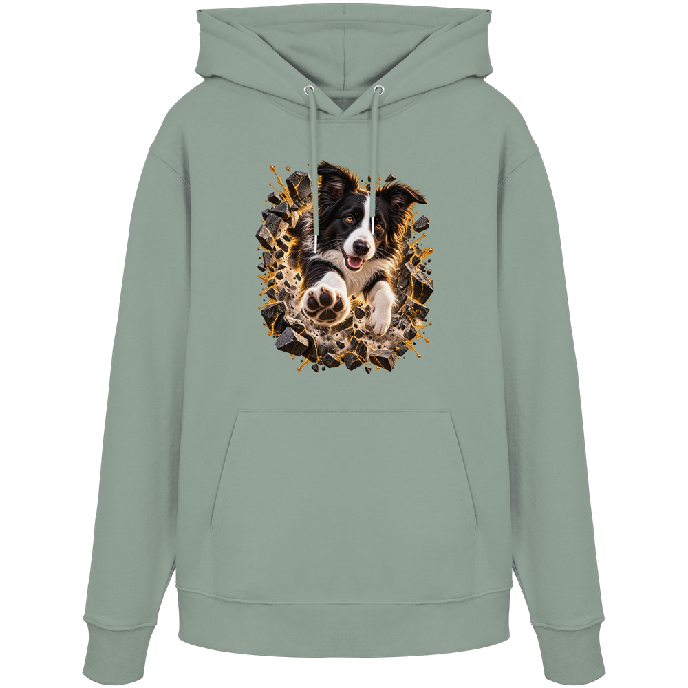 Border Collie - Breaking Through - Organic Hoodie – Bild 10