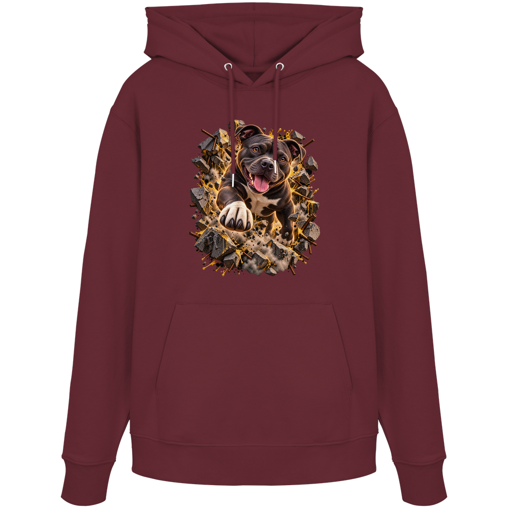 Staffordshire Bullterrier - Breaking Through - Organic Hoodie – Bild 6