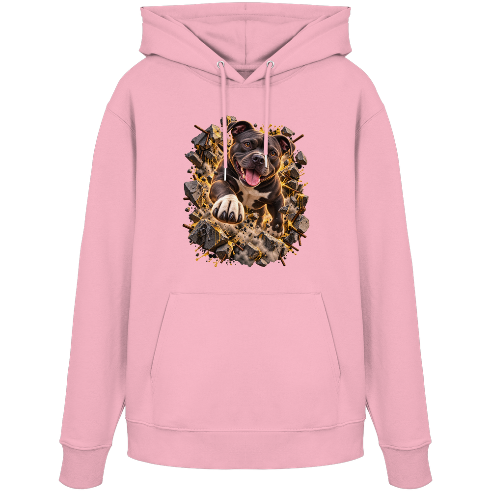 Staffordshire Bullterrier - Breaking Through - Organic Hoodie – Bild 9