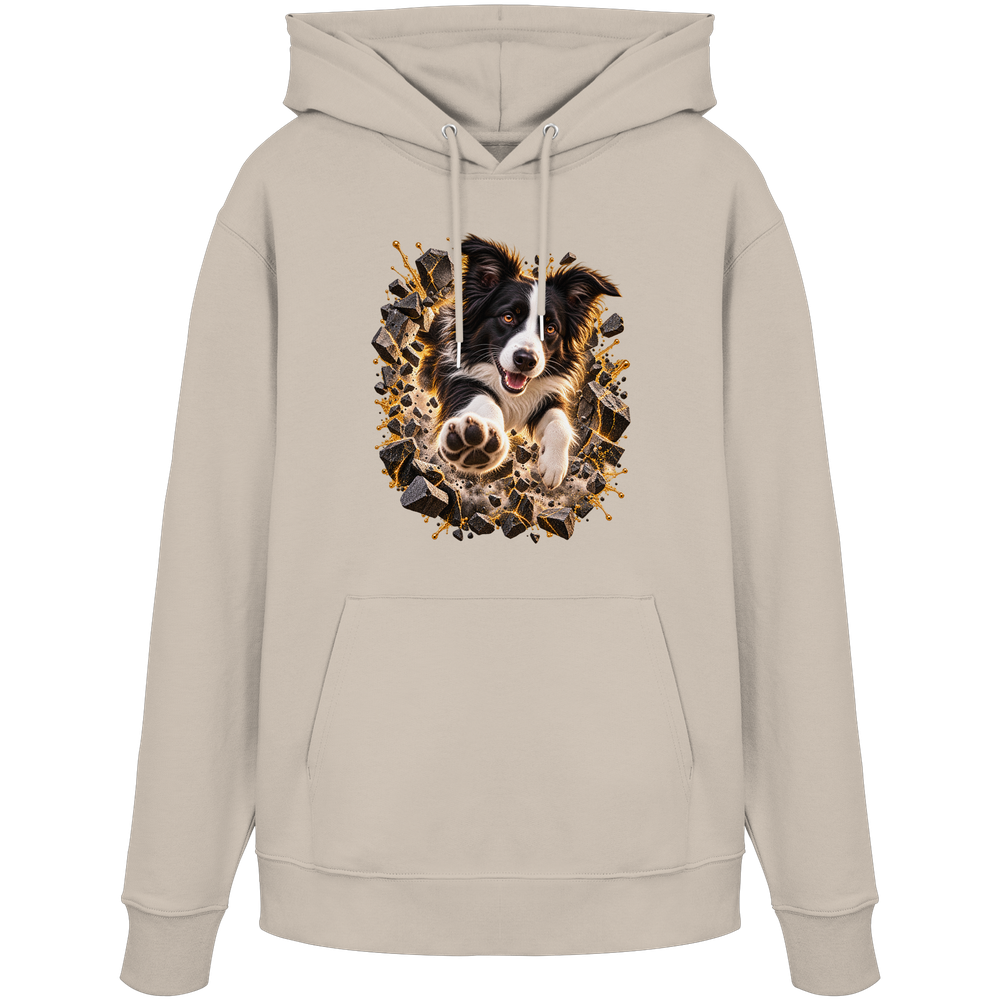 Border Collie - Breaking Through - Organic Hoodie – Bild 2