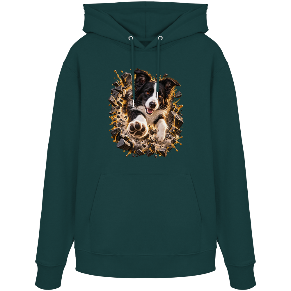 Border Collie - Breaking Through - Organic Hoodie – Bild 5