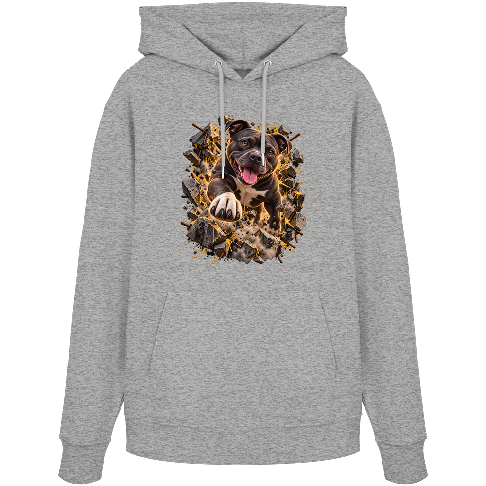 Staffordshire Bullterrier - Breaking Through - Organic Hoodie – Bild 4