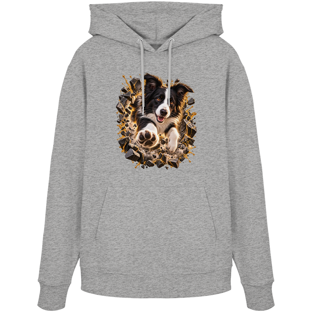 Border Collie - Breaking Through - Organic Hoodie – Bild 4