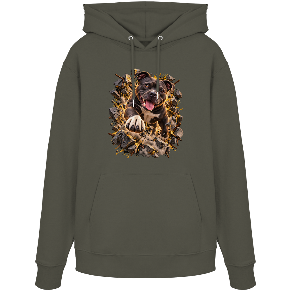 Staffordshire Bullterrier - Breaking Through - Organic Hoodie – Bild 5
