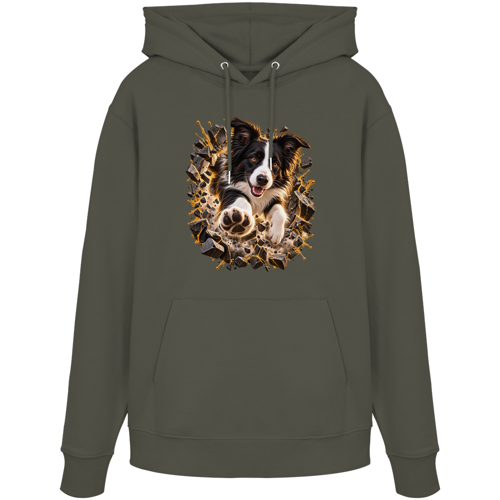 Border Collie - Breaking Through - Organic Hoodie – Bild 6