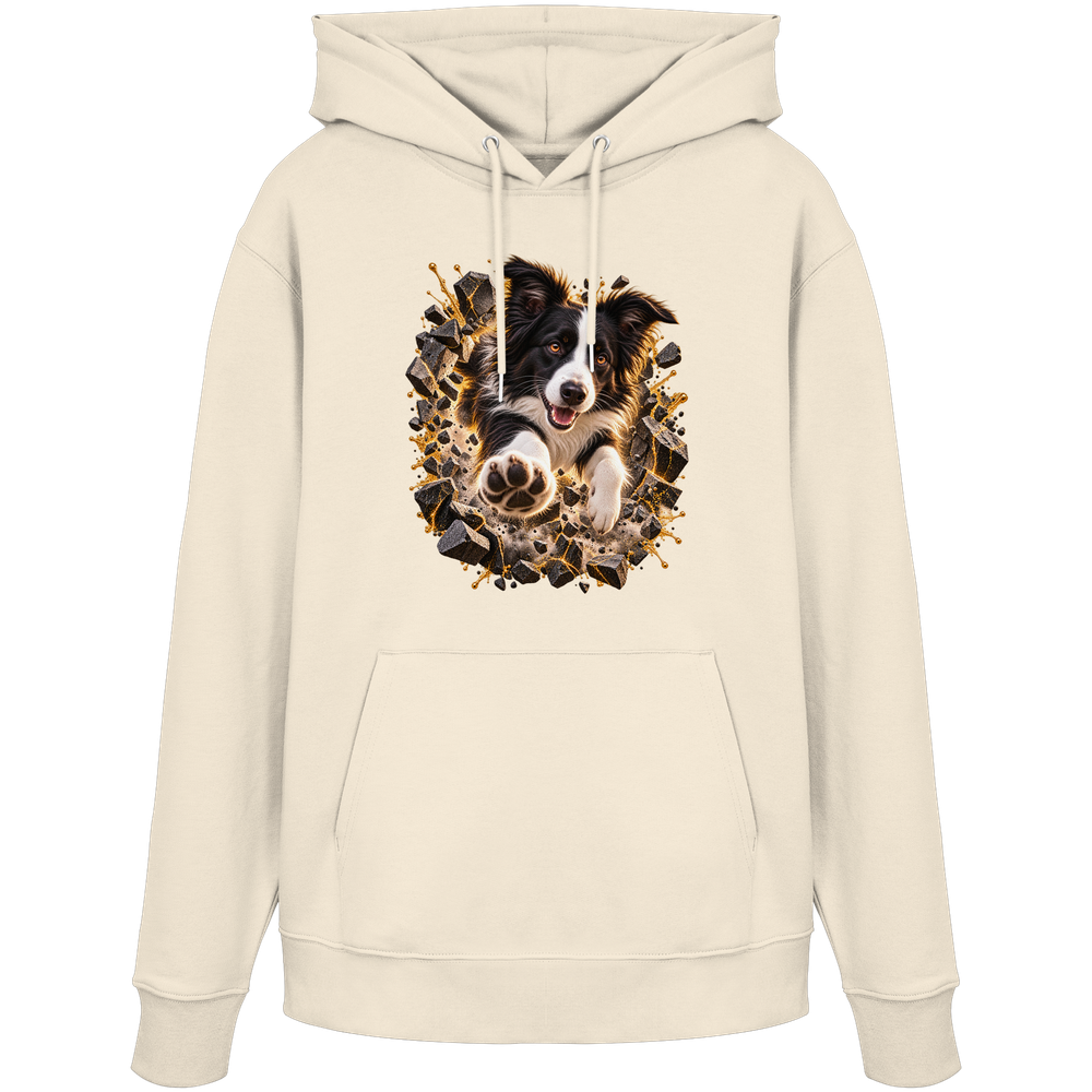 Border Collie - Breaking Through - Organic Hoodie – Bild 8