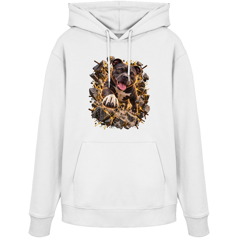 Staffordshire Bullterrier - Breaking Through - Organic Hoodie – Bild 3