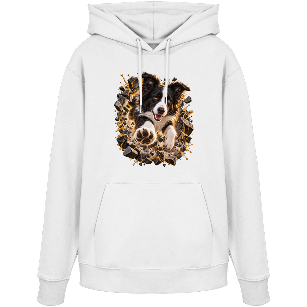 Border Collie - Breaking Through - Organic Hoodie – Bild 3