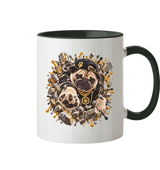 Mops - Breaking Through - Tasse zweifarbig