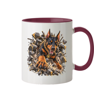 Dobermann - Breaking Through - Tasse zweifarbig