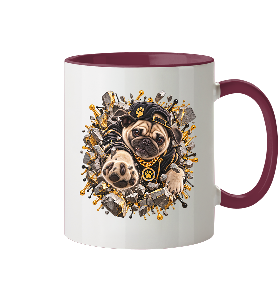 Mops - Breaking Through - Tasse zweifarbig