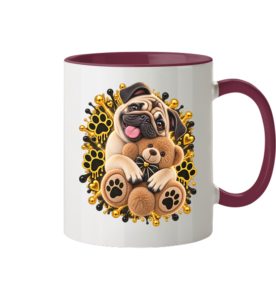 Mops - Cuddle - Tasse zweifarbig