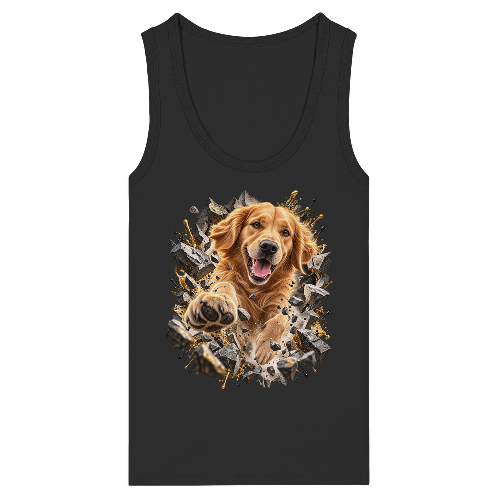 Golden Retriever - Breaking Through - Womens Organic Fitted Tank Top