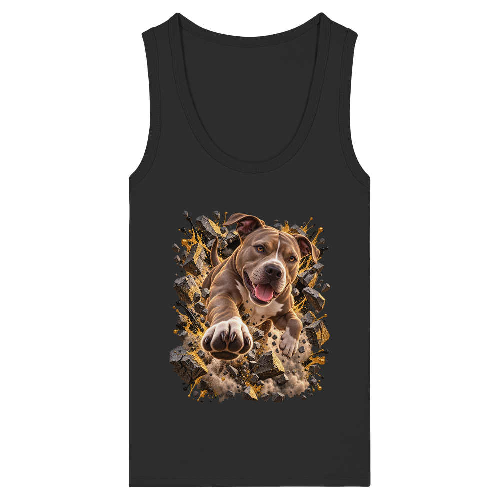 American Pitbull Terrier - Breaking Through - Womens Organic Fitted Tank Top