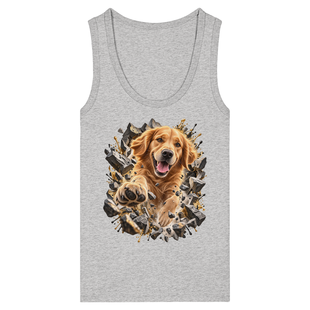 Golden Retriever - Breaking Through - Womens Organic Fitted Tank Top