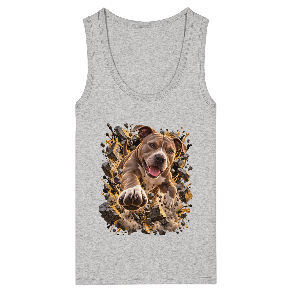 American Pitbull Terrier - Breaking Through - Womens Organic Fitted Tank Top