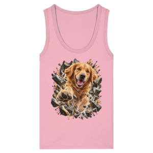 Golden Retriever - Breaking Through - Womens Organic Fitted Tank Top