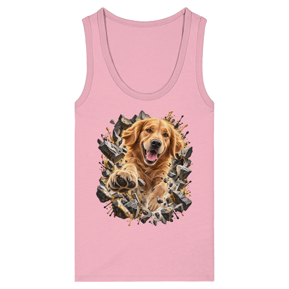 Golden Retriever - Breaking Through - Womens Organic Fitted Tank Top