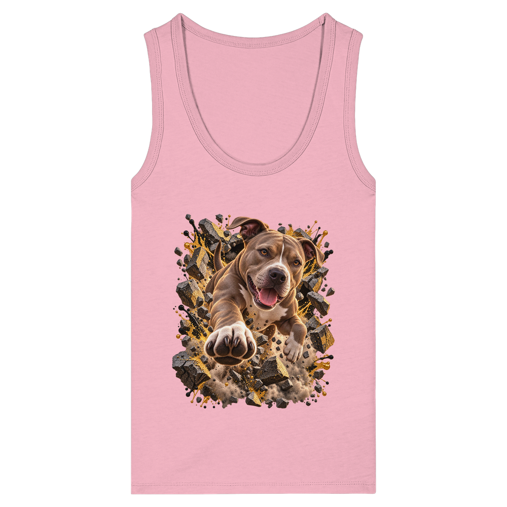 American Pitbull Terrier - Breaking Through - Womens Organic Fitted Tank Top