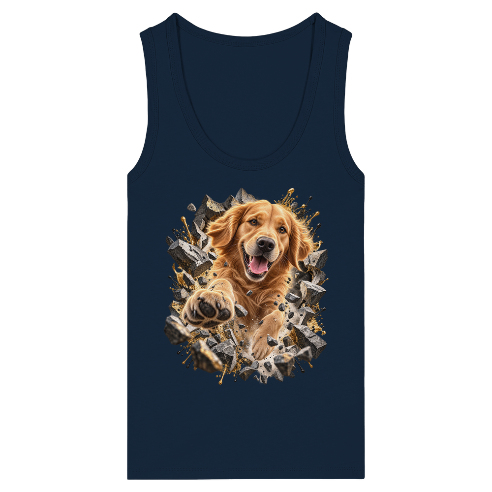 Golden Retriever - Breaking Through - Womens Organic Fitted Tank Top