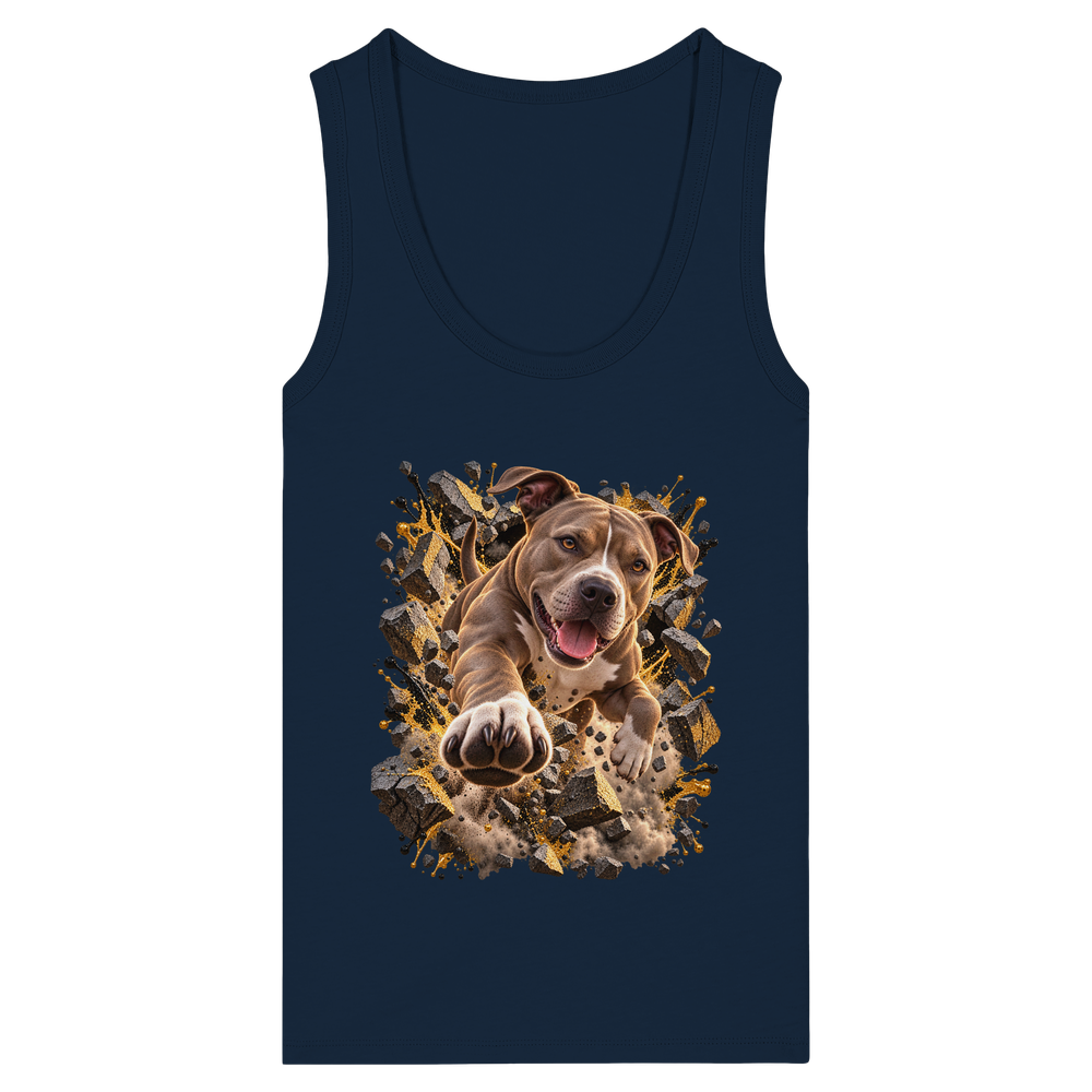 American Pitbull Terrier - Breaking Through - Womens Organic Fitted Tank Top