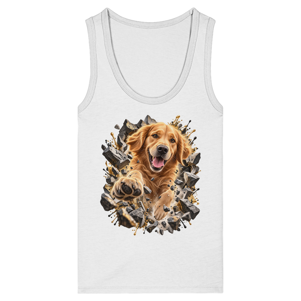 Golden Retriever - Breaking Through - Womens Organic Fitted Tank Top