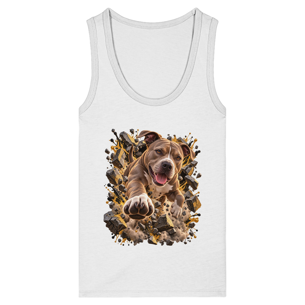 American Pitbull Terrier - Breaking Through - Womens Organic Fitted Tank Top